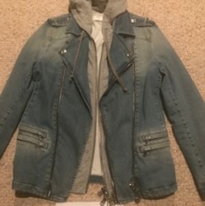 Mens Balmain Denim Jacket With Hood Size Small